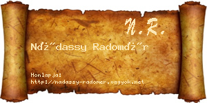 Nádassy Radomér névjegykártya